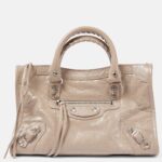 Le City Small Leather Tote Bag in Nude Beige- Balenciaga