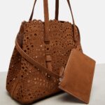 Brown Mina 25 Vienne Wave Leather Tote Bag