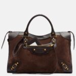 Le City Medium Leather-Trimmed Suede Tote Bag - Balenciaga