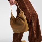 Loewe Squeeze Small Brown Leather Bag with Magnetic Closure