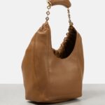 Loewe Squeeze Small Brown Leather Bag with Magnetic Closure