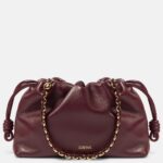 Loewe Flamenco Dark Burgundy Leather Shoulder Bag with Gold Hardware