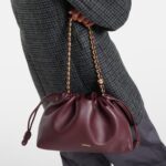 Loewe Flamenco Dark Burgundy Leather Shoulder Bag with Gold Hardware