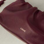Loewe Flamenco Dark Burgundy Leather Shoulder Bag with Gold Hardware
