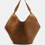 Khaite Lotus Medium Designer Suede Tote Bag – Mud Brown