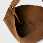 Khaite Lotus Medium Designer Suede Tote Bag – Mud Brown
