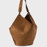 Khaite Lotus Medium Designer Suede Tote Bag – Mud Brown