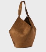 Khaite Lotus Medium Designer Suede Tote Bag – Mud Brown