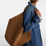 Khaite Lotus Medium Designer Suede Tote Bag – Mud Brown