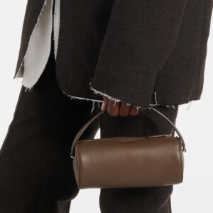 The Row Round ’90s Compact Leather Shoulder Bag – Davys Grey Ans