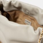 Loewe Flamenco Medium Shell Grey Leather Shoulder Bag with Gold Hardware