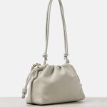 Loewe Flamenco Medium Shell Grey Leather Shoulder Bag with Gold Hardware