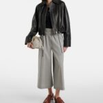 Loewe Flamenco Medium Shell Grey Leather Shoulder Bag with Gold Hardware