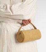 The Row Round ’90s Compact Suede Tote Bag – Mustard Ans