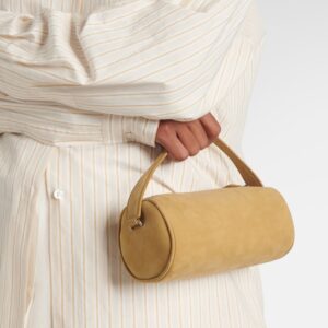 The Row Round ’90s Compact Suede Tote Bag – Mustard Ans