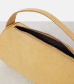The Row Round ’90s Compact Suede Tote Bag – Mustard Ans