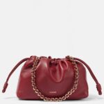 Loewe Flamenco Medium Burnt Red Leather Clutch with Gold Hardware