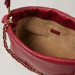 Loewe Flamenco Medium Burnt Red Leather Clutch with Gold Hardware