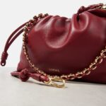 Loewe Flamenco Medium Burnt Red Leather Clutch with Gold Hardware