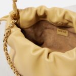 P0Loewe Flamenco Medium Leather Clutch – Dark Butter Yellow with Gold Chain Strap043072