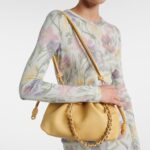 P0Loewe Flamenco Medium Leather Clutch – Dark Butter Yellow with Gold Chain Strap043072