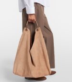 The Row Bindle Three Soft Suede Shoulder Bag – Beige Melange Ans