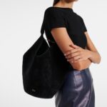 Khaite Lotus Small Luxe Suede Tote Bag – Ivory Glow Black