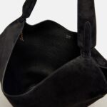 Khaite Lotus Small Luxe Suede Tote Bag – Ivory Glow Black