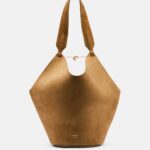 Khaite Lotus Small Designer Suede Tote Bag – Mud Brown