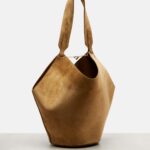 Khaite Lotus Small Designer Suede Tote Bag – Mud Brown