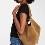 Khaite Lotus Small Designer Suede Tote Bag – Mud Brown