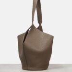 Khaite Lotus Small Signature Leather Tote Bag – Elephant Grey