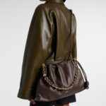 Loewe Flamenco Large Dark Brownie Leather Shoulder Bag with Gold HardwareLoewe Flamenco Large Dark Brownie Leather Shoulder Bag with Gold Hardware