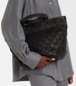 The Row Sisal Structured Leather Tote Bag – Black Ans