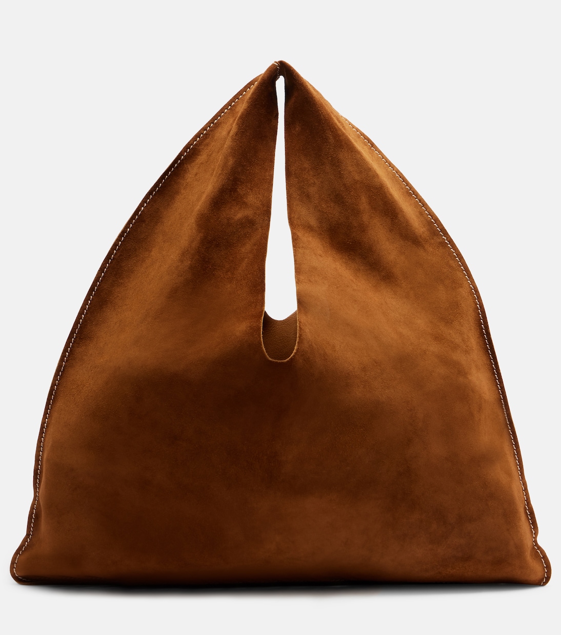 The Row Bindle Small Triangle Suede Tote Bag – Bistre/Ecru The Row Bindle Small Triangle Suede Tote Bag – Bistre/Ecru