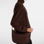 The Row EW Izzy Medium Elegant Leather Shoulder Bag – Dark Brown