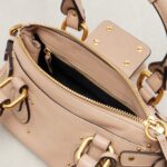 Chloé Paddington Grained Leather Handbag for Women – Earthy Pink Gold Padlock