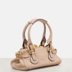 Chloé Paddington Grained Leather Handbag for Women – Earthy Pink Gold Padlock