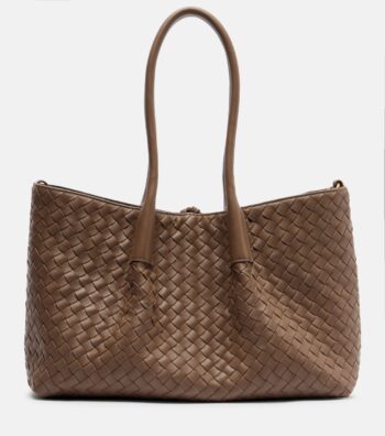Pinacoteca Intrecciato Leather Tote Bag in Brown - Bottega Veneta