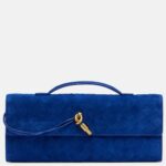 Intrecciato Suede Clutch in Blue – Bottega Veneta