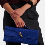 Intrecciato Suede Clutch in Blue – Bottega Veneta
