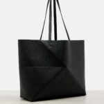 Loewe Puzzle Fold Large Black Leather Tote Bag