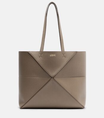Loewe Puzzle Fold Medium Gray Leather Tote Bag