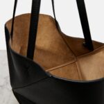 Loewe Puzzle Fold Medium Black Leather Tote with Ivory Glow