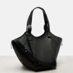 Loewe Hammock Flip Medium Leather Tote – Ivory Glow Black with Silver Hardware