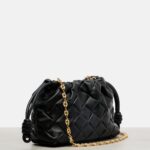 Loewe Flamenco Mini Black Leather Clutch with Gold Chain Strap