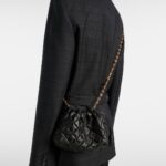 Loewe Flamenco Mini Black Leather Clutch with Gold Chain Strap