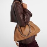 Loewe Flamenco Large Mocha Leather Shoulder Bag with Silver Hardware