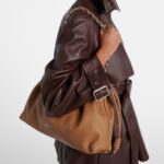 Loewe Flamenco Large Mocha Leather Shoulder Bag with Silver Hardware