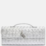 Andiamo Intrecciato Metallic Leather Clutch Silver – Bottega Veneta